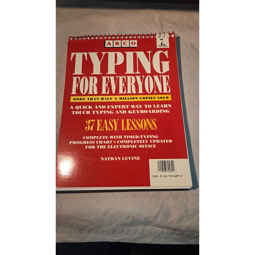 vintage 7th edition copy of "Typing for Everyone" by Nathan Levine 1989 clean